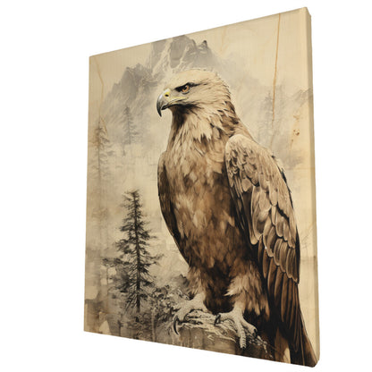 Friedrich's Flight Majestic Eagle in Romantic Blueprint Wall Art