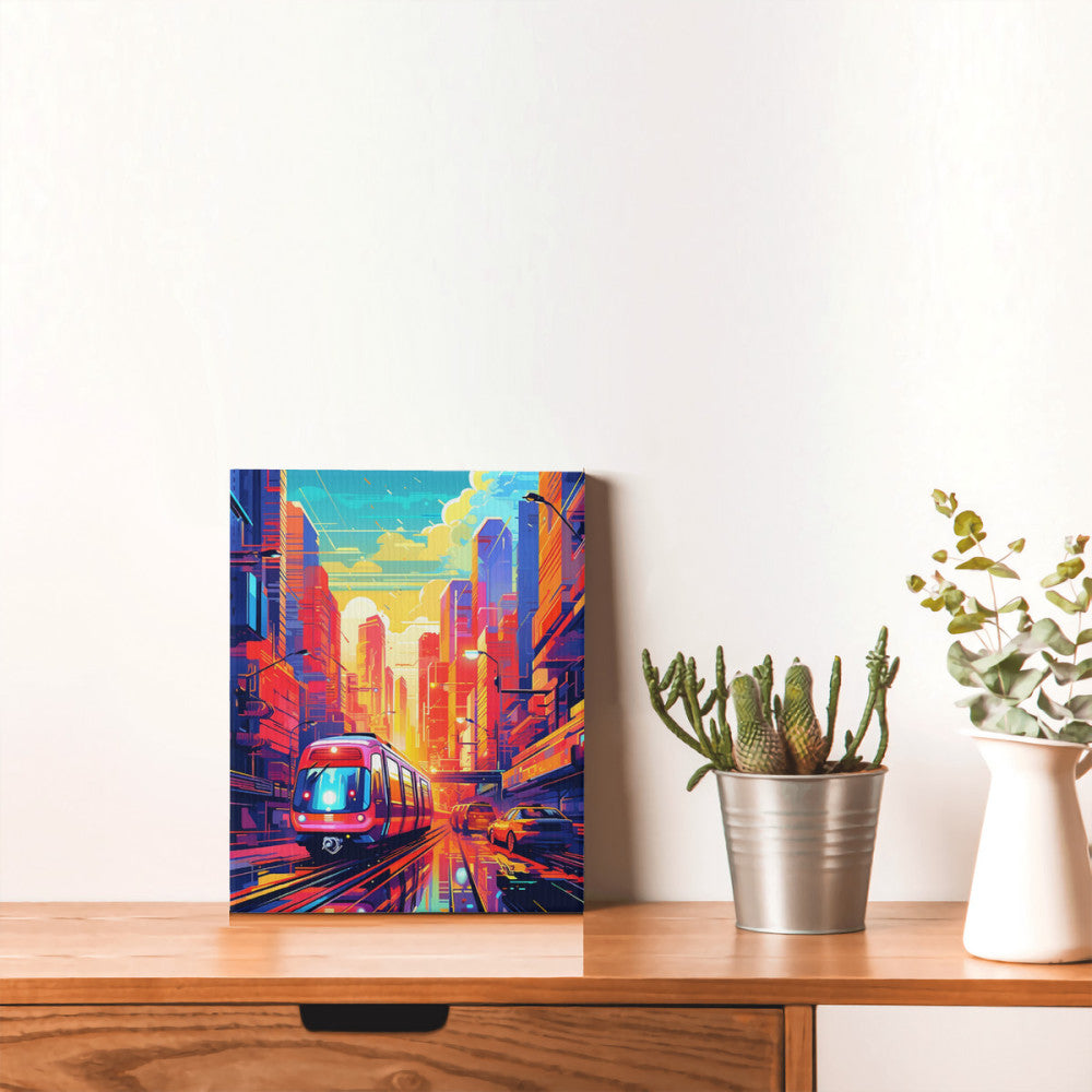 Futuristic Neon Metropolis Monorail Dreams Wall Art