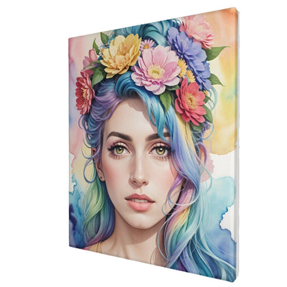 Abstract Beauty with Flower Crown Painting