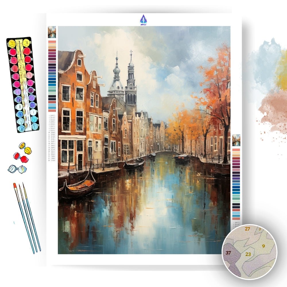 Amsterdam canals - Paint by Numbers - Artslo.com