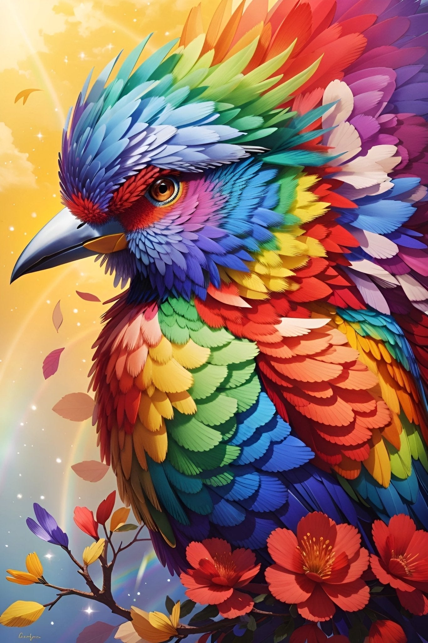 Beautiful Rainbow Bird - Diamond Painting Kit - Artslo.com