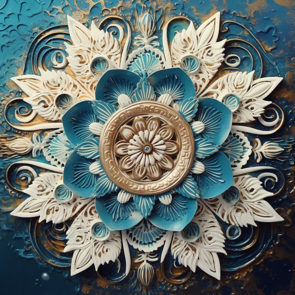 Blue and White Abstract Mandala - Diamond Painting Kit - Artslo.com