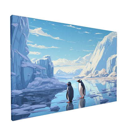 Blue Antarctica Penguins - Paint by Numbers - Artslo.com