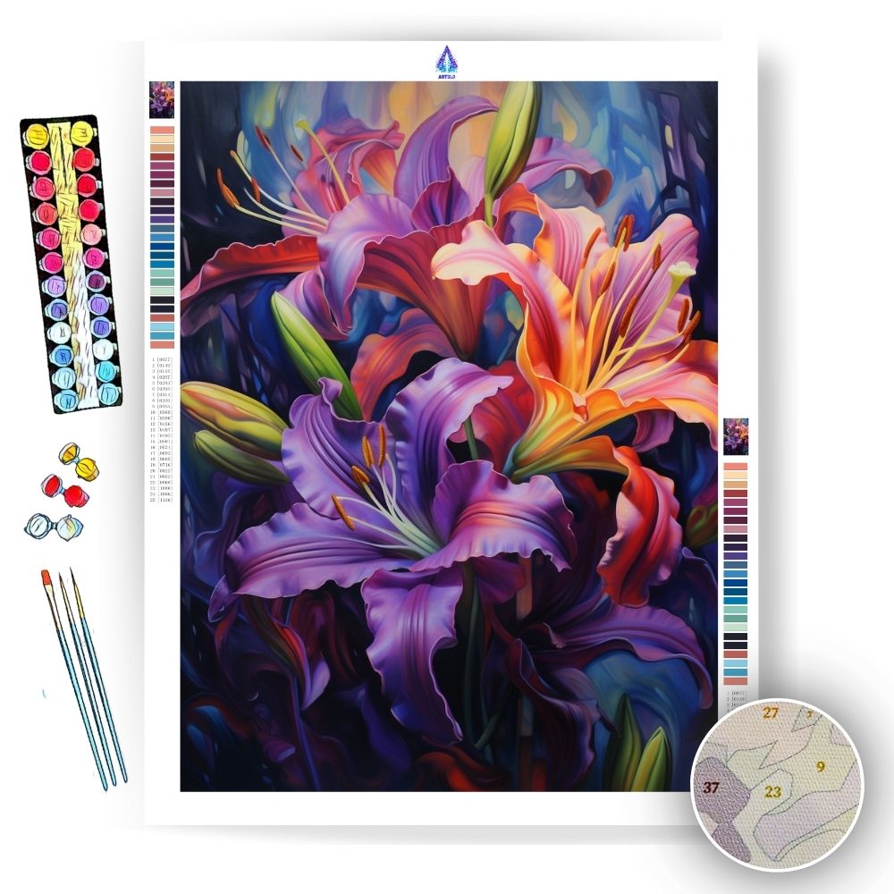 Colorful Lily - Paint by Numbers - Artslo.com