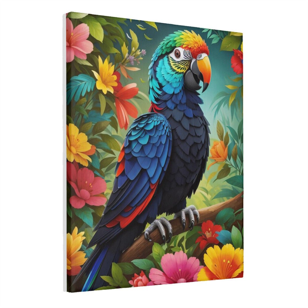 Colorful Parrot vs. Black Crow - Paint by Numbers - Artslo.com