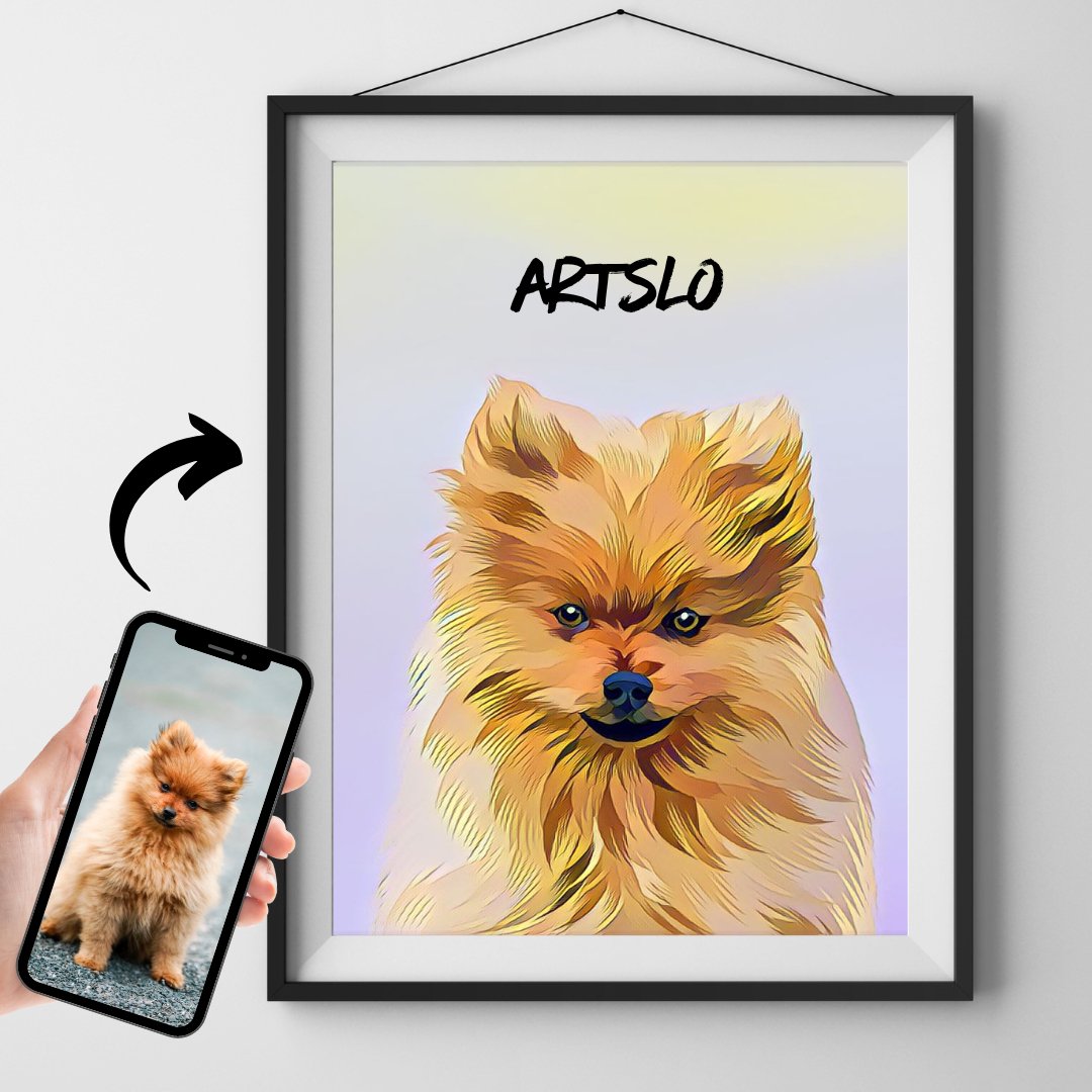 Custom Pet Portraits - Dog Cat Portrait - Framed Printed Wall Art Canvas - Artslo.com