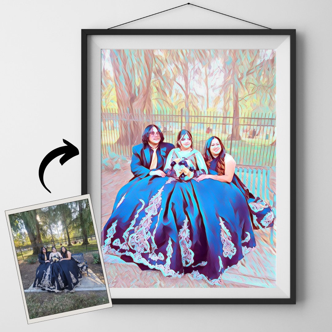 Custom Your Family Portrait - Framed Printed Wall Art Canvas - Artslo.com
