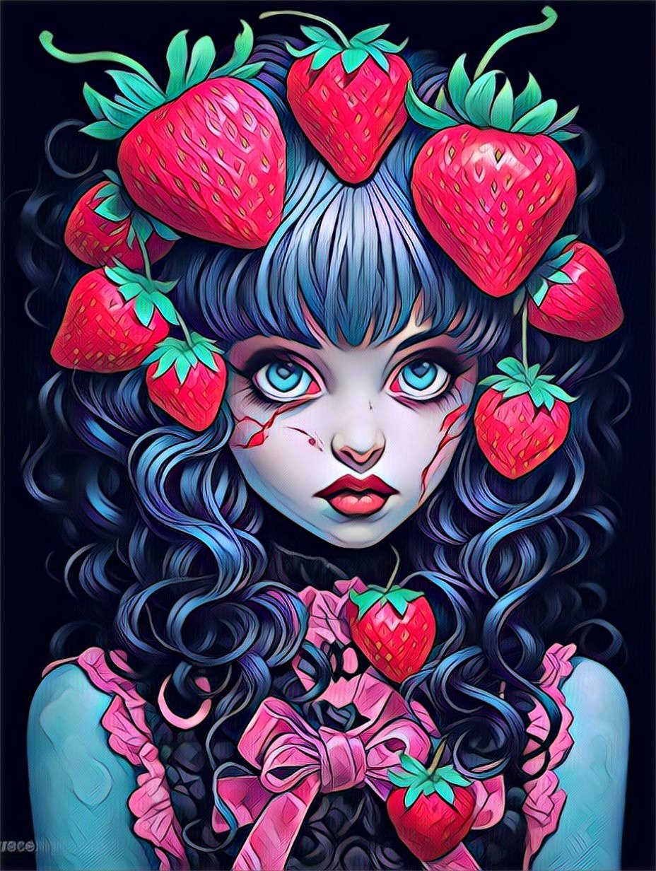 Cybergoth Love and Strawberry - Paint by Numbers - Artslo.com