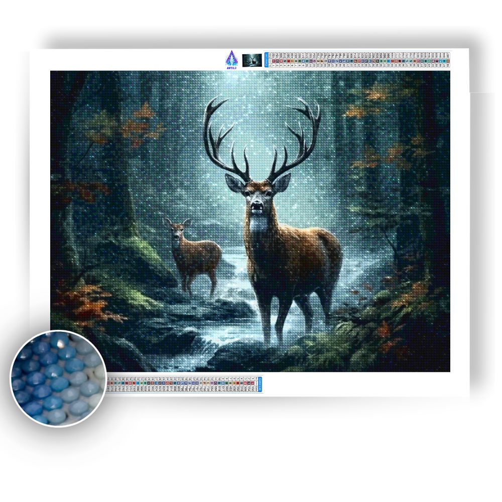 Deers in Forest - Diamond Painting Kit - Artslo.com