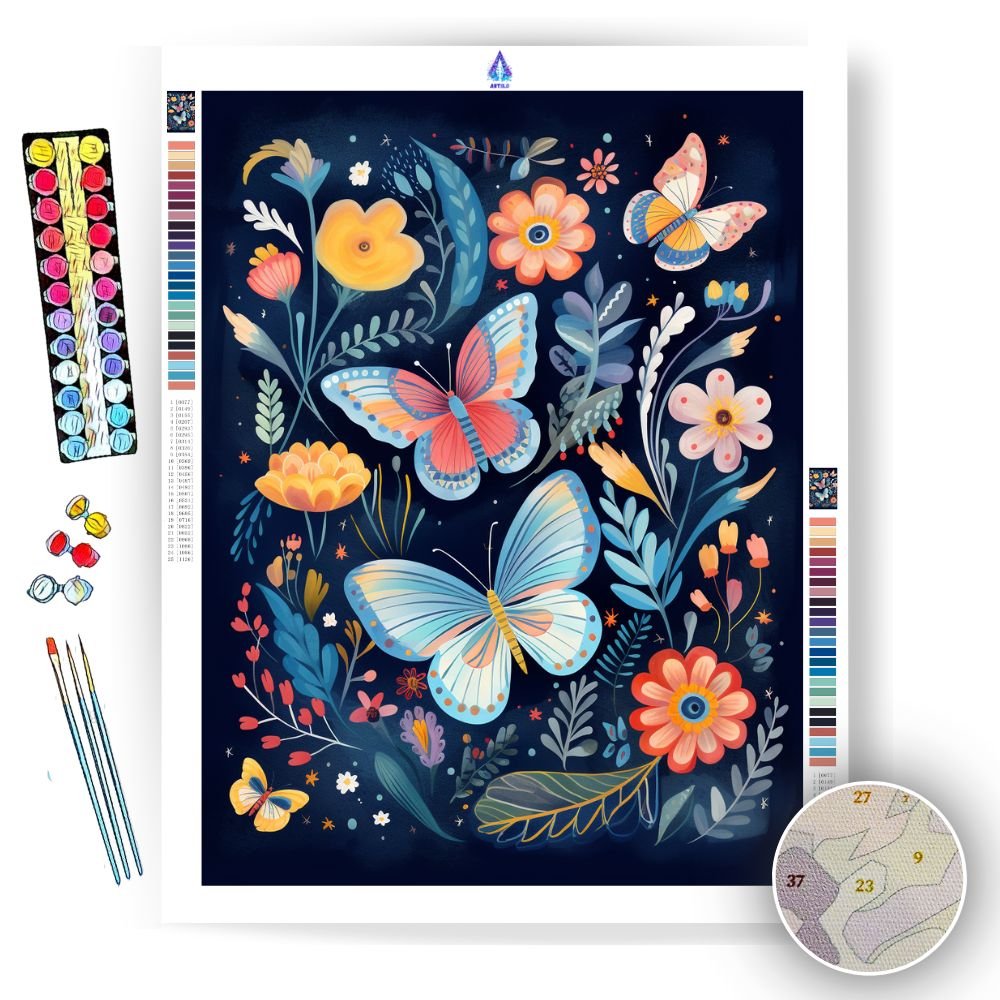 Dream Big Floral and Butterfly - Paint by Numbers - Artslo.com