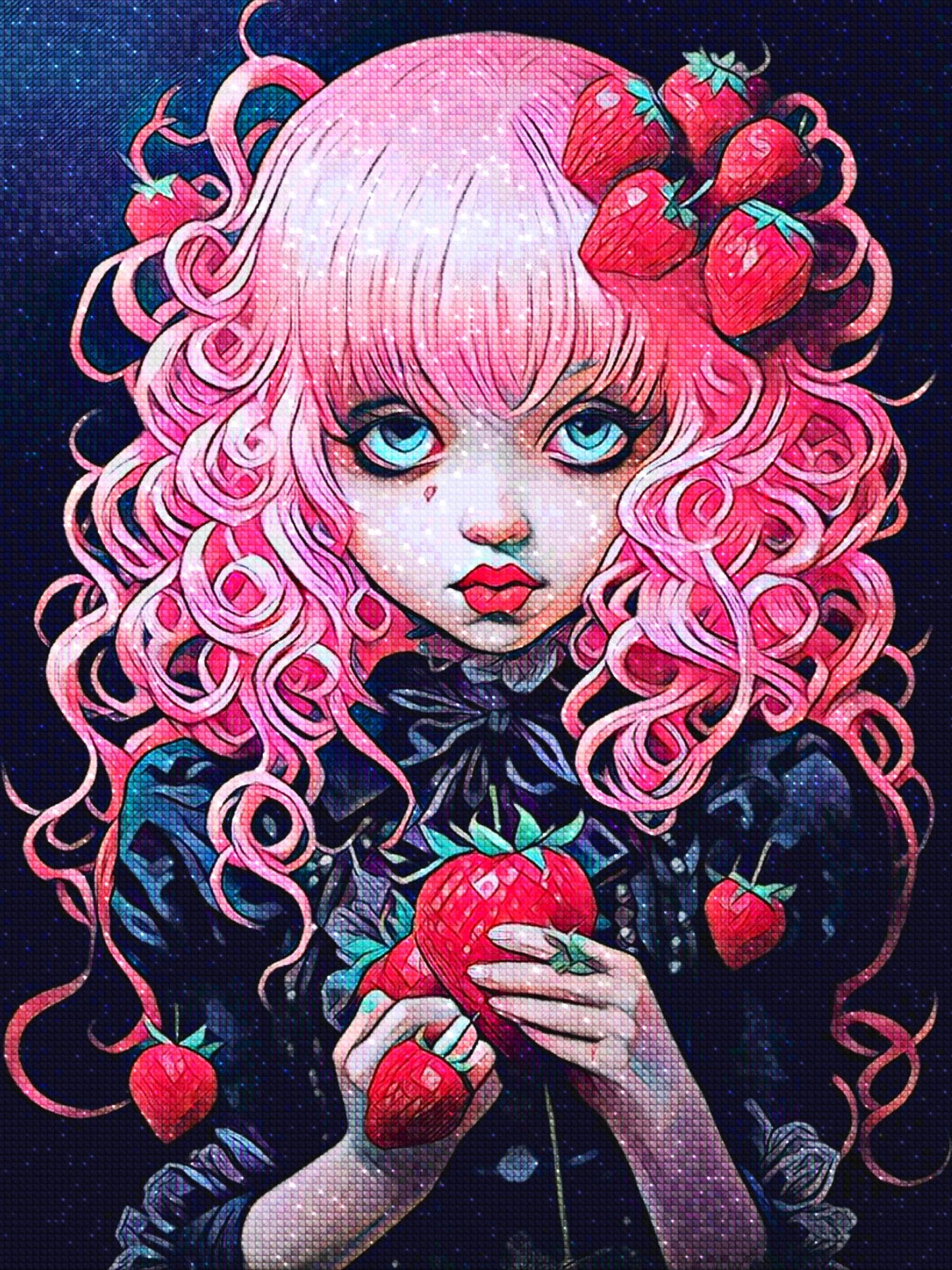 Enigmatic Love and Strawberry - Diamond Painting Kit - Artslo.com