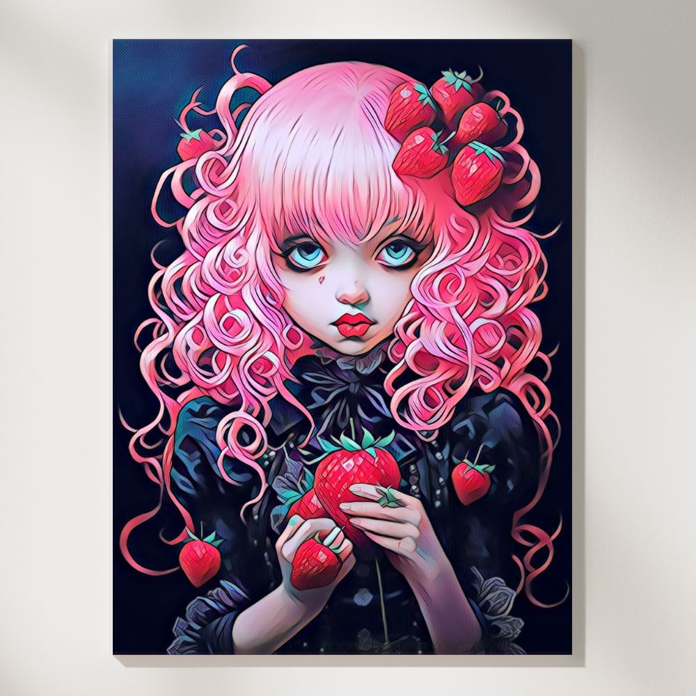 Enigmatic Love and Strawberry - Paint by Numbers - Artslo.com
