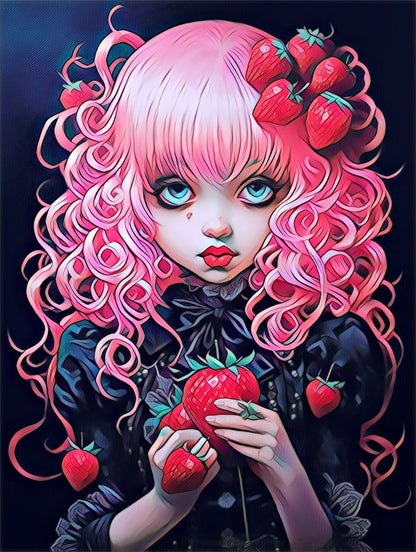 Enigmatic Love and Strawberry - Paint by Numbers - Artslo.com