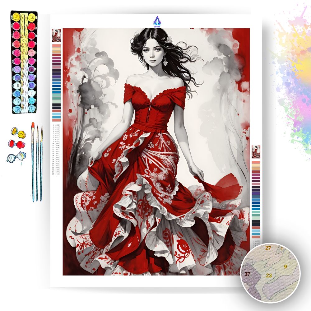 Flamenco Beauty - Paint by Numbers - Artslo.com