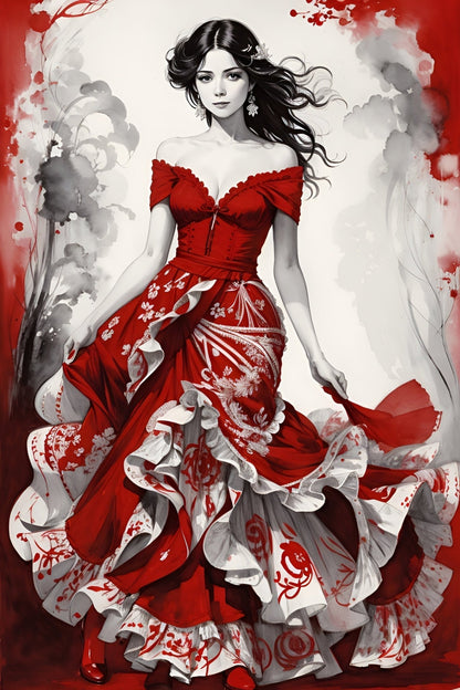 Flamenco Beauty - Paint by Numbers - Artslo.com