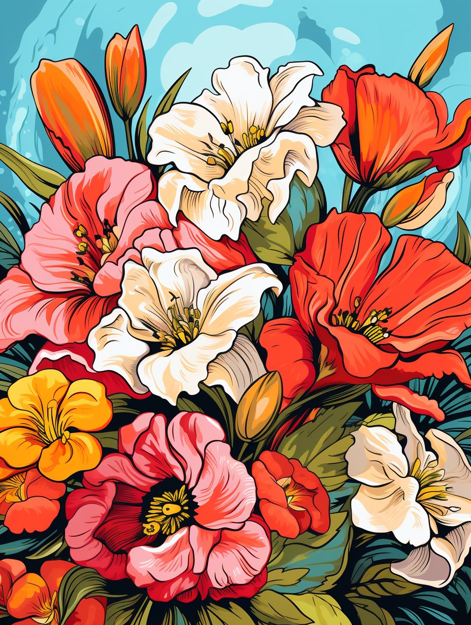 Flowers Spring - Paint by Numbers - Artslo.com