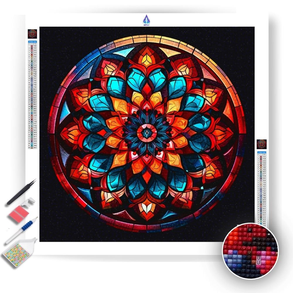 Glass Colorful Mandala - Diamond Painting Kit - Artslo.com
