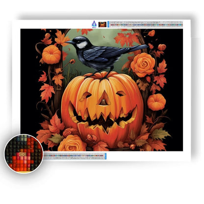 Halloween's Pumpkin and Bird - Diamond Painting Kit - Artslo.com