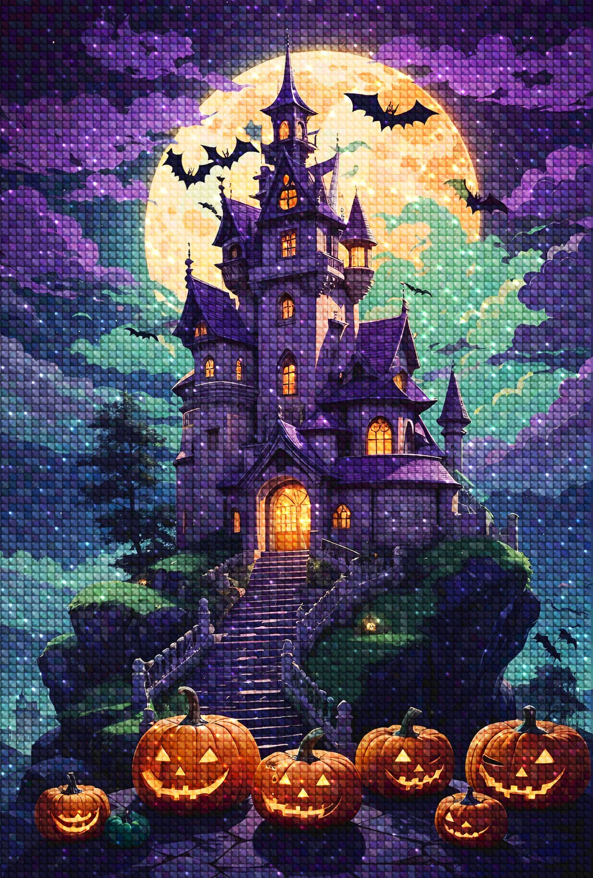 Haunted Pumpkin Castle - Diamond Painting Kit - Artslo.com