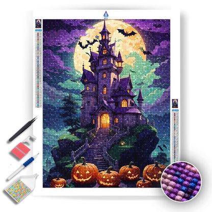 Haunted Pumpkin Castle - Diamond Painting Kit - Artslo.com