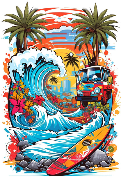Hawaii Surf Graffiti - Paint by Numbers - Artslo.com
