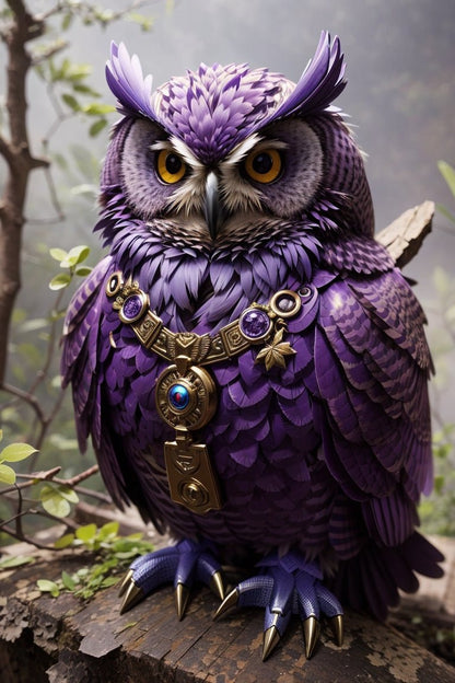 Heroic Purple Owl - Diamond Painting Kit - Artslo.com