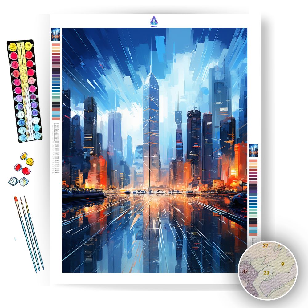 Hong Kong's skyline - Paint by Numbers - Artslo.com