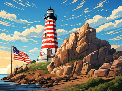 Lighthouse America - Diamond Painting Kit - Artslo.com