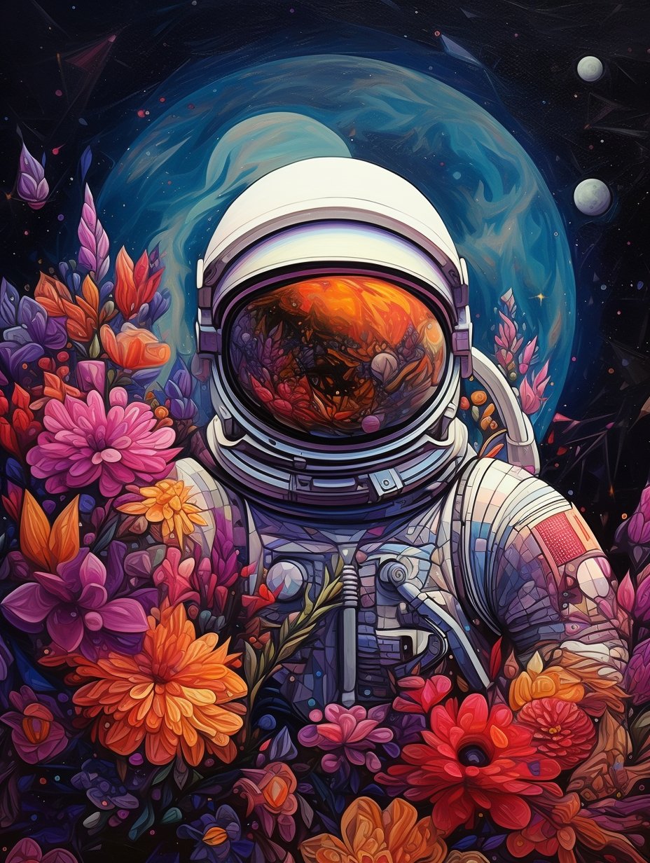Mosaic Astronaut - Paint by Numbers - Artslo.com