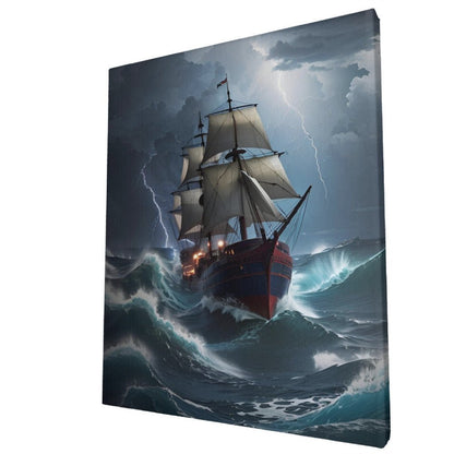 Mysterious Ship in the Storm- Paint by Numbers - Artslo.com