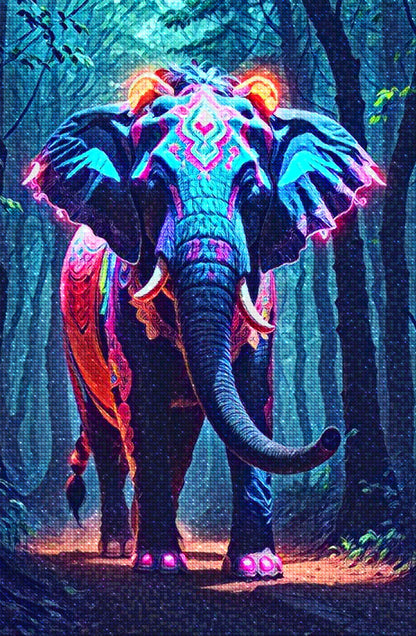 Neon Jungle Elephant- Diamond Painting Kit - Artslo.com