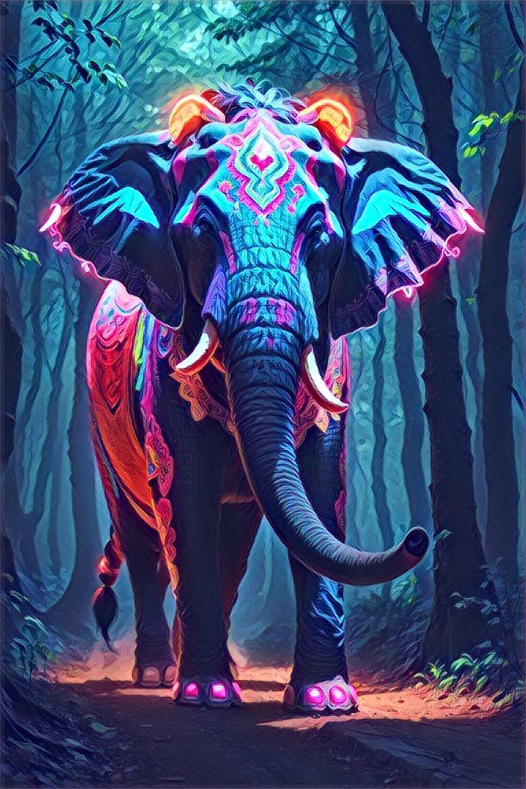 Neon Jungle Elephant- Diamond Painting Kit - Artslo.com