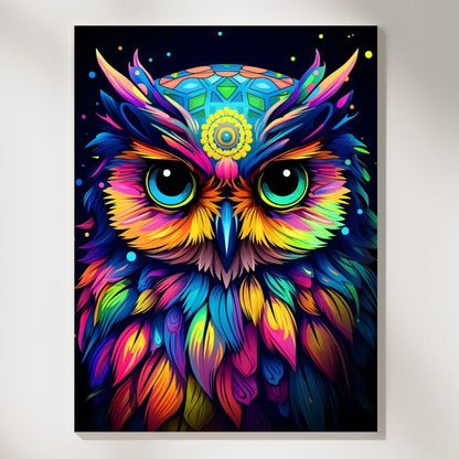 Neon Owl- Paint by Numbers - Artslo.com