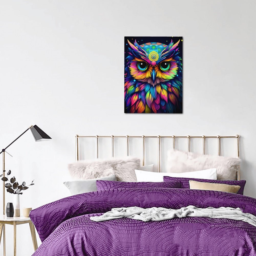 Neon Owl- Paint by Numbers - Artslo.com