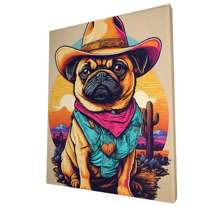 Neon Pug Cowboy- Paint by Numbers - Artslo.com