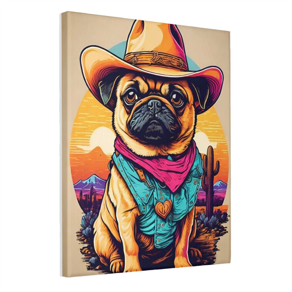 Neon Pug Cowboy- Paint by Numbers - Artslo.com