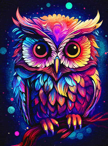 Neon Realism Owl - Diamond Painting Kit - Artslo.com