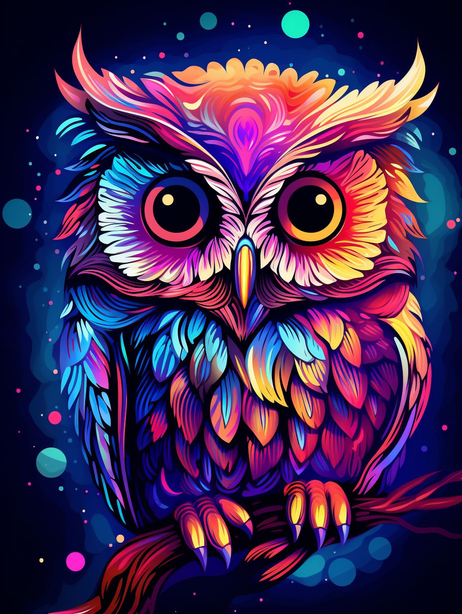Neon Realism Owl - Diamond Painting Kit - Artslo.com