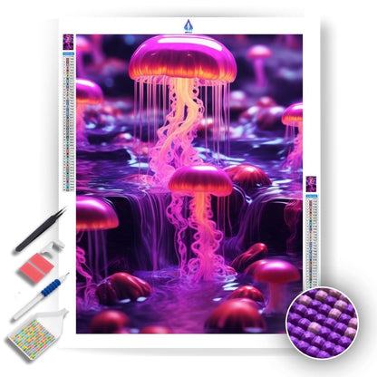 Neon Waterfall Dreams- Diamond Painting Kit - Artslo.com