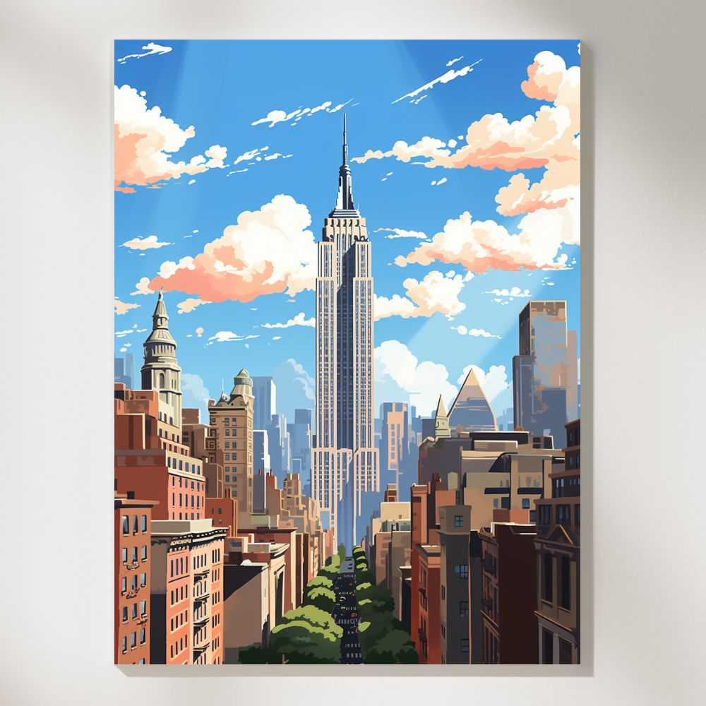 New York Sunny Day, Blue Sky - Paint by Numbers - Artslo.com