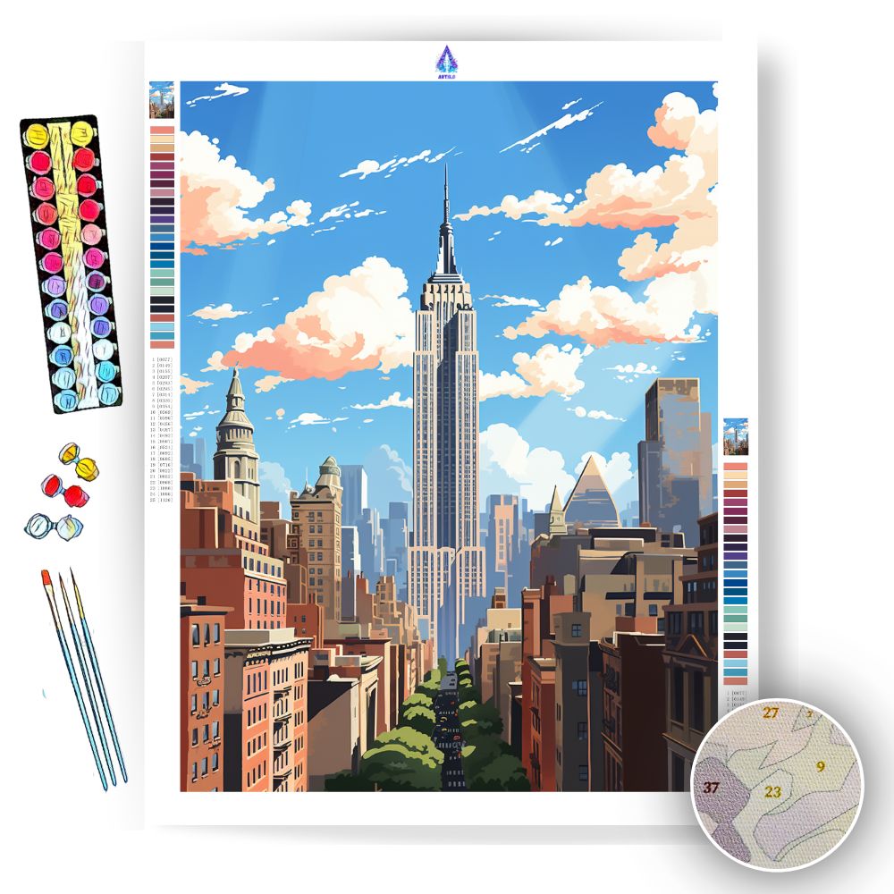 New York Sunny Day, Blue Sky - Paint by Numbers - Artslo.com