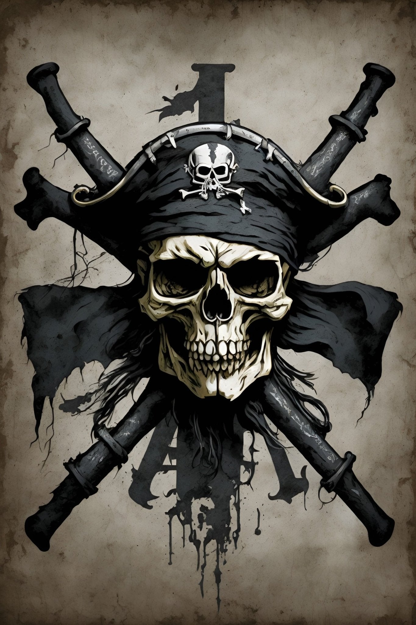 Pirate Adventure Emblem - Paint by Numbers - Artslo.com