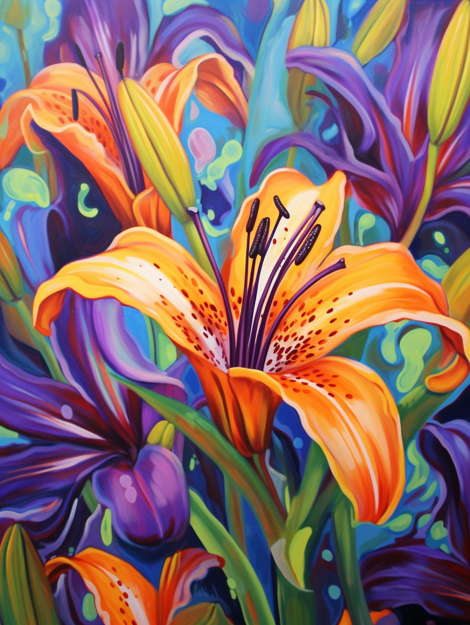 Purple Lily Impressions - Paint by Numbers - Artslo.com