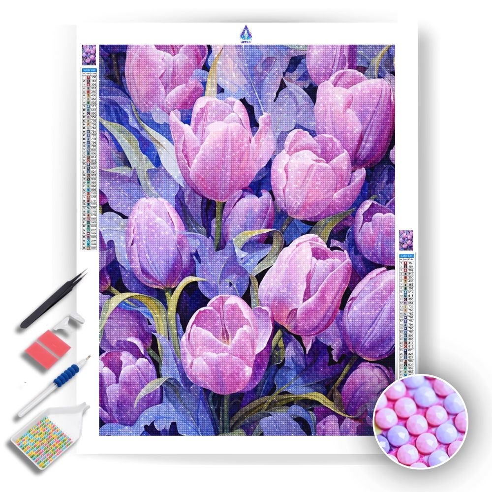 Purple Tulips - Diamond Painting Kit - Artslo.com