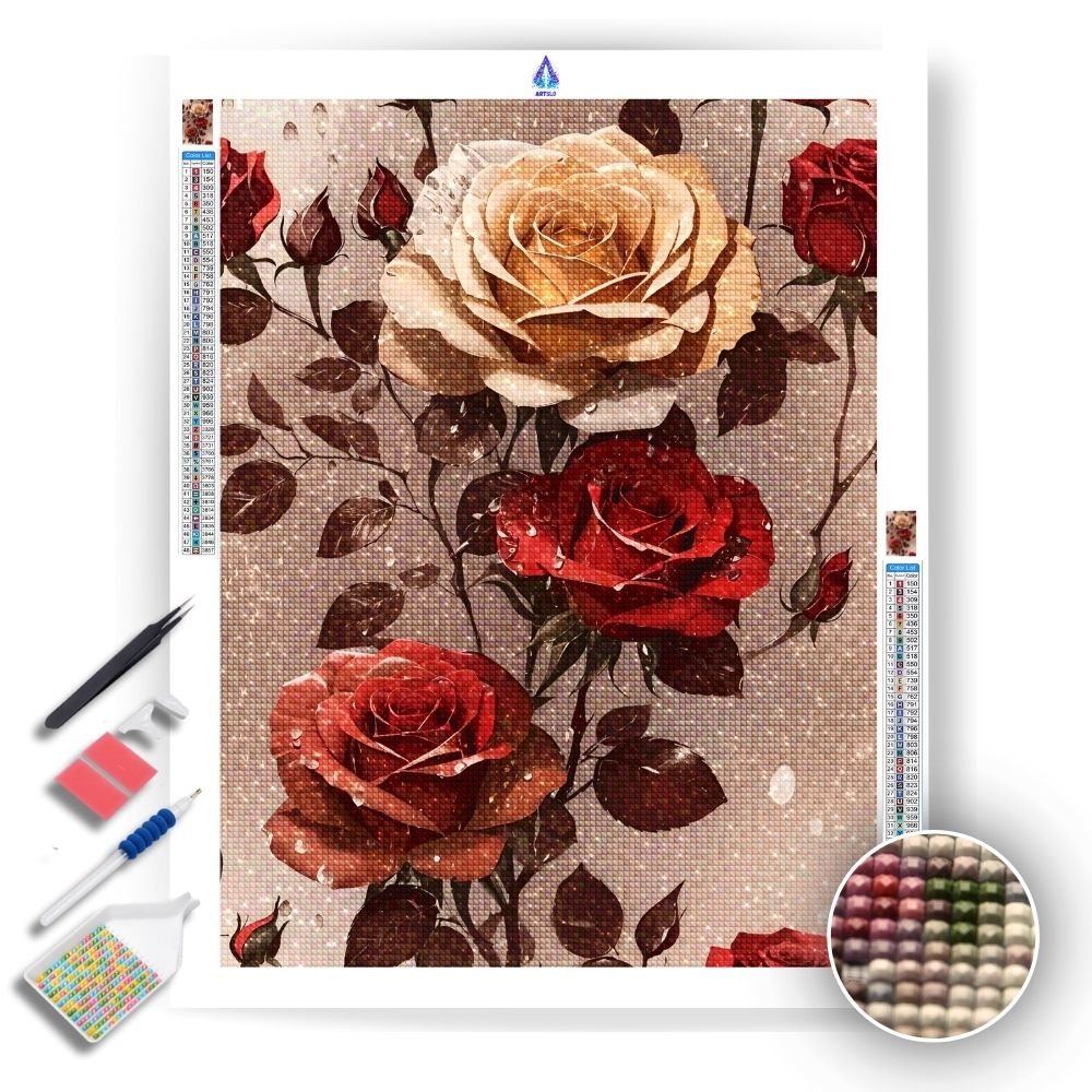 Rain-Kissed Rose - Diamond Painting Kit - Artslo.com