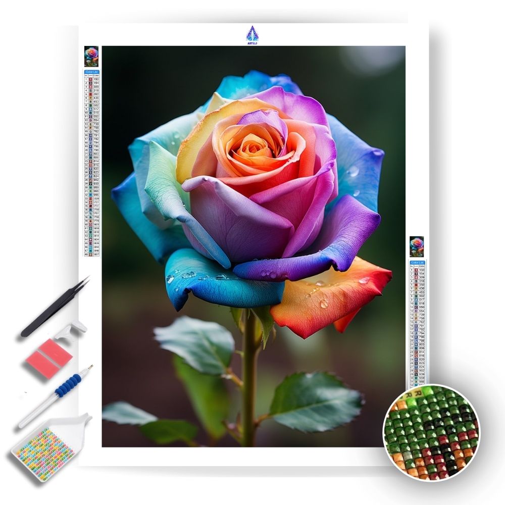 Rainbow Rose - Diamond Painting Kit - Artslo.com