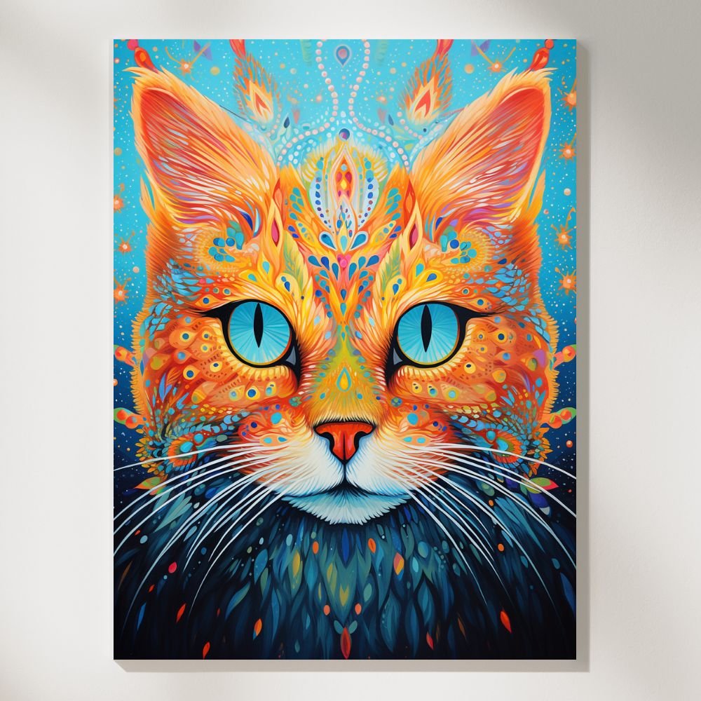 Rainbowcore Cat - Paint by Numbers - Artslo.com