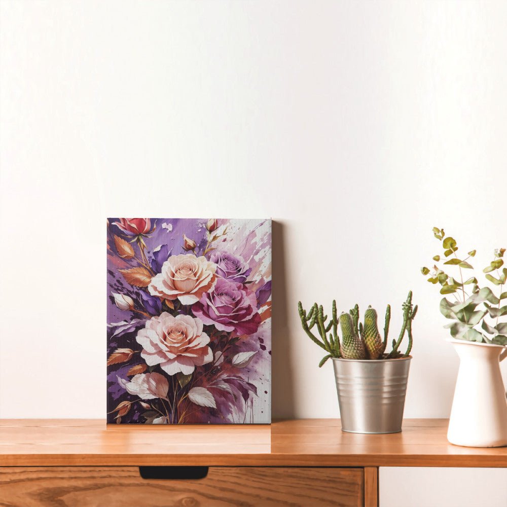 Rose and Purple Floral Symphony - Paint by Numbers - Artslo.com