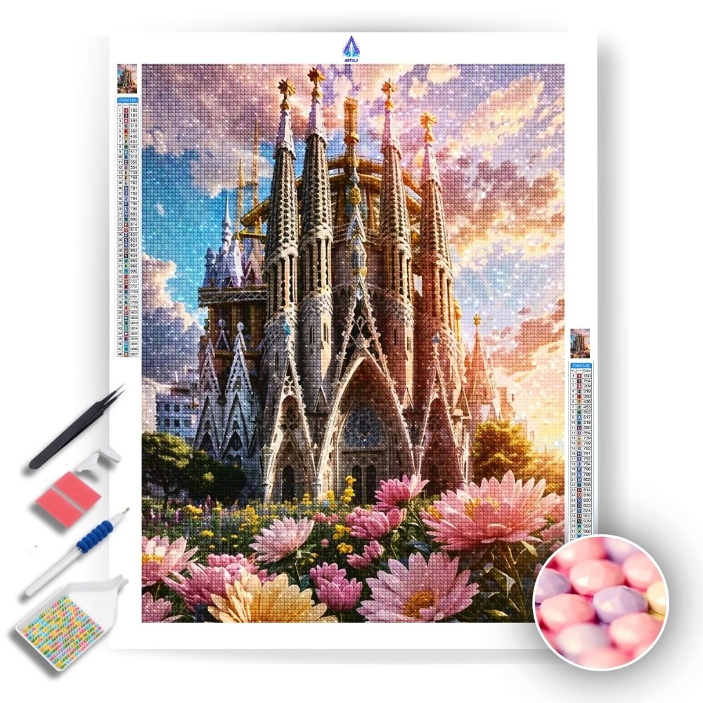 Sagrada Familia Sunset- Diamond Painting Kit - Artslo.com