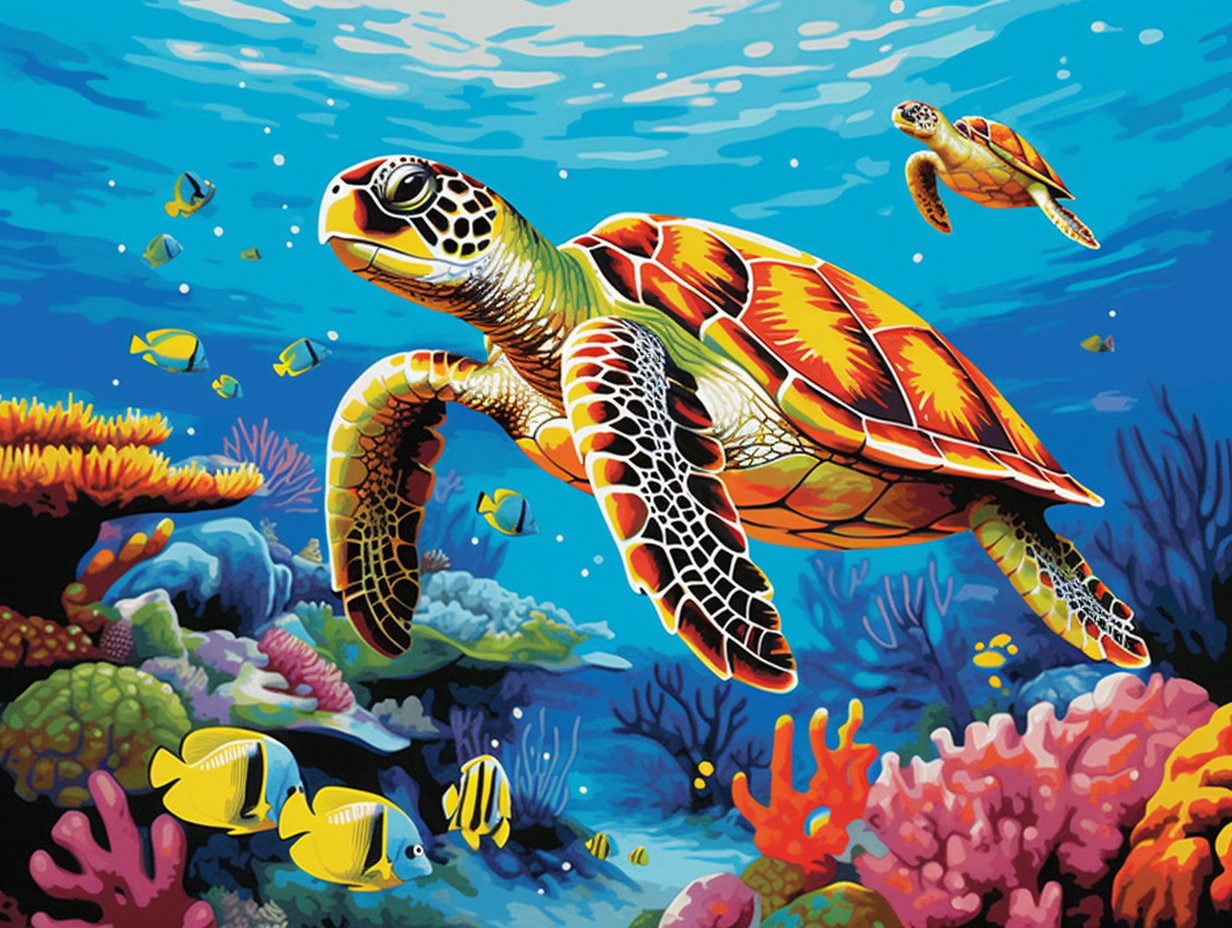 Sea Turtles- Paint by Numbers - Artslo.com